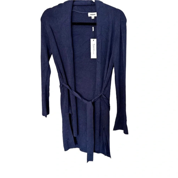 NWT L'agence Sabri Belted Cardigan Long Sleeve in Cosmic Blue Size XS - Picture 1 of 8